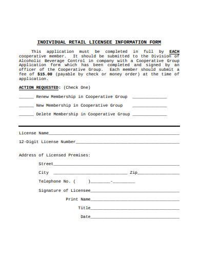 individual retail licensee information form 