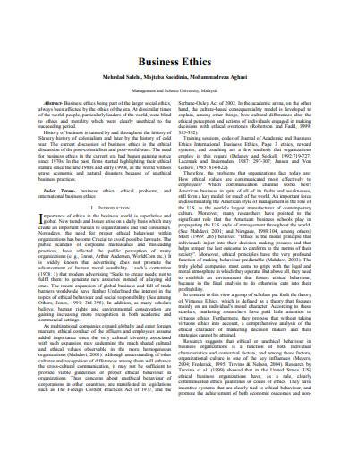 international business ethics sample