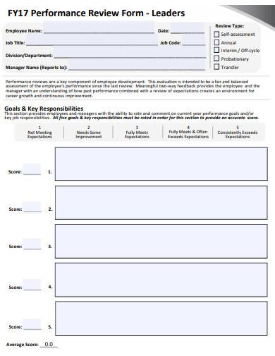leaders performance review form 