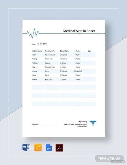 medical sign in sheet template