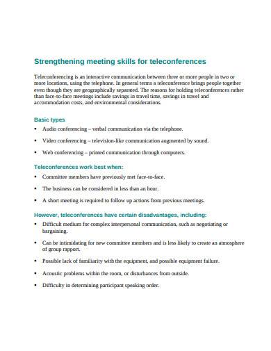 meeting skills for teleconferences