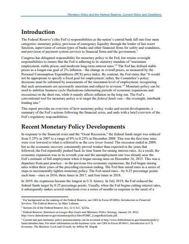 monetary policy developments