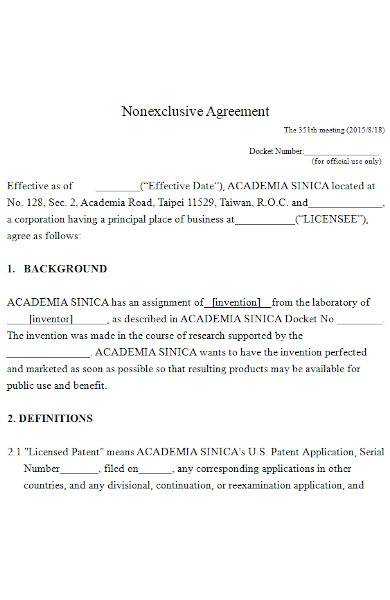 non exclusive agreement in ms word