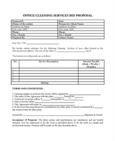 office cleaning service proposal sample