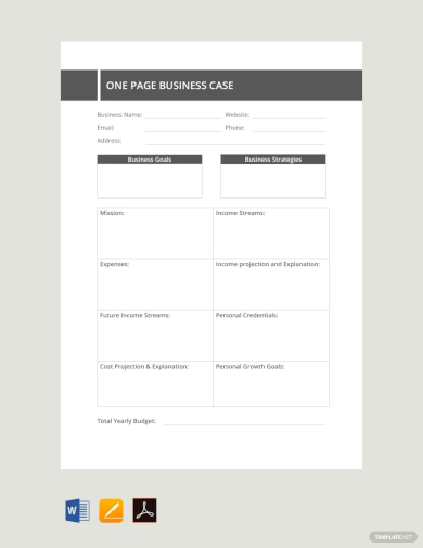 one page business case template