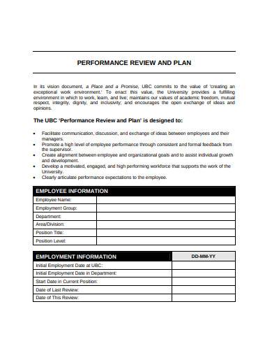 performance review and plan