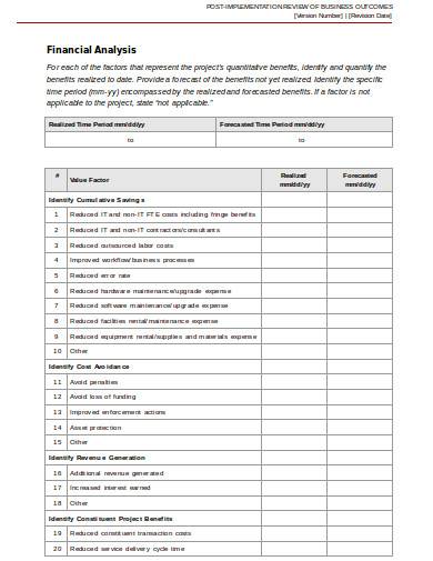 Post Implementation Review Template Word