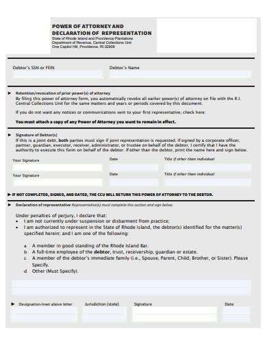 power of attorney and declaration of representation form