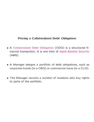 pricing a collateralized debt obligation