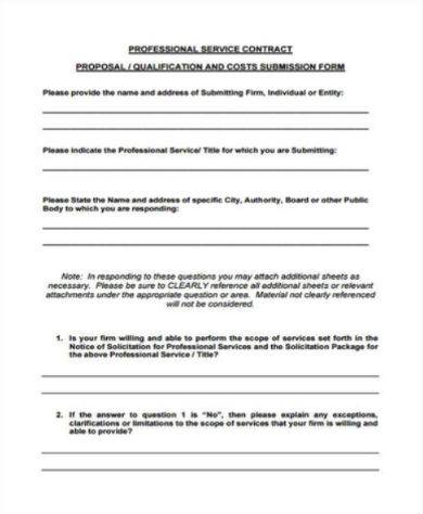 professional service contract proposal sample