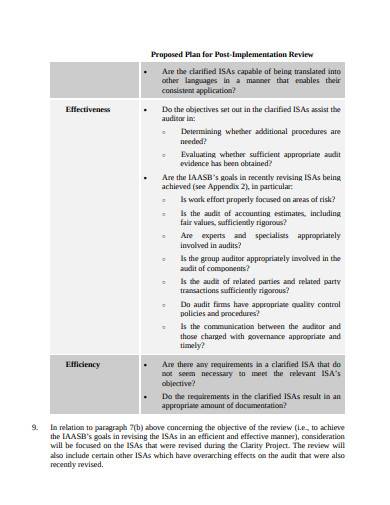 Post Implementation Support Plan Template