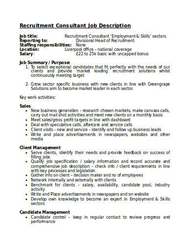 recruitment consultant job description in doc