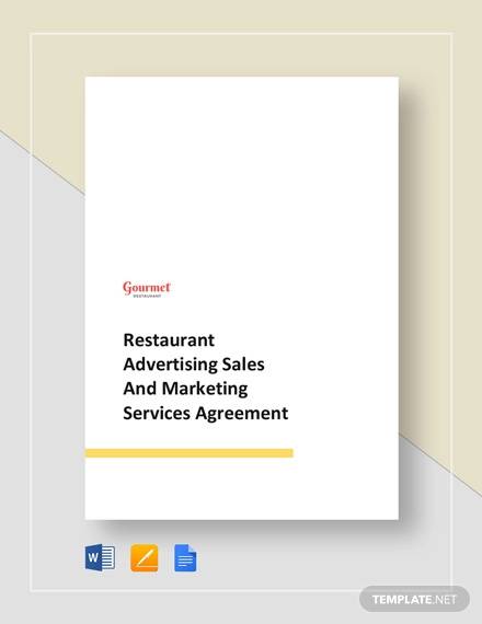 restaurant advertising sales and marketing services agreement template