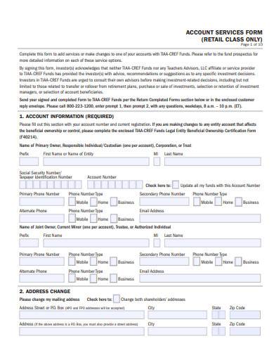 retail account services form