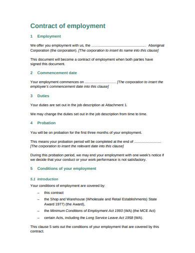 retail employment contract in pdf