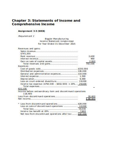 retail income statement in doc