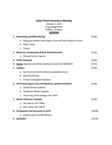 retail theft prevention meeting agenda sample