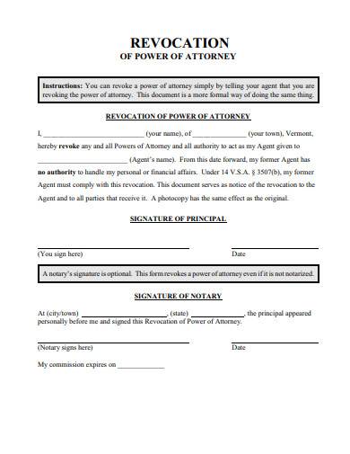 revocation of power of attorney form 