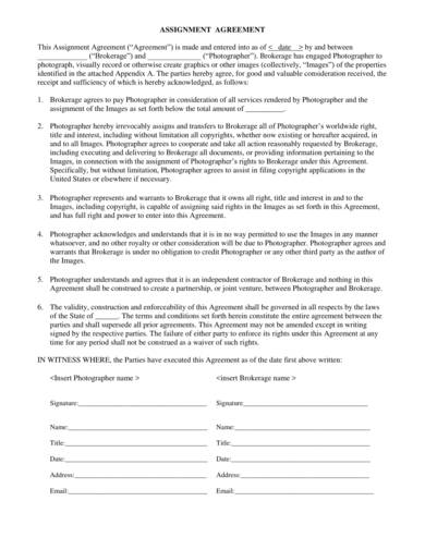 sample assignment agreement