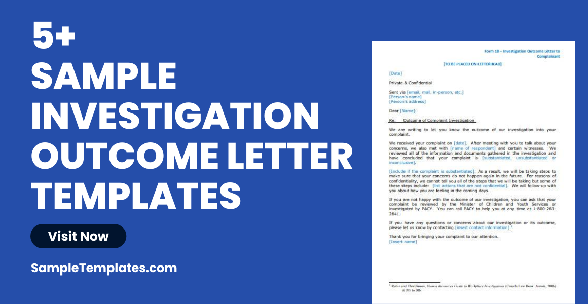 Sample Investigation Outcome Letter Templates