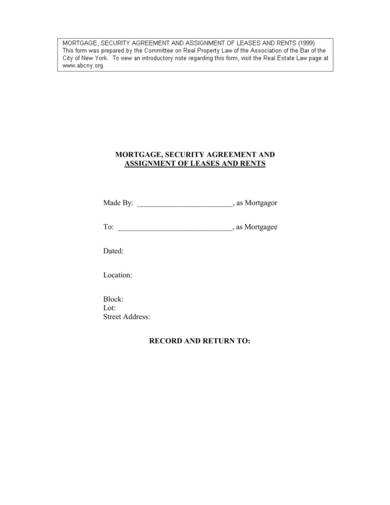 sample mortgage assignment agreement