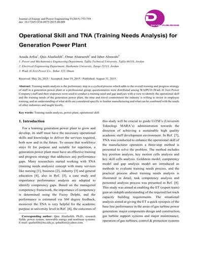 sample operational skill and training needs analysis