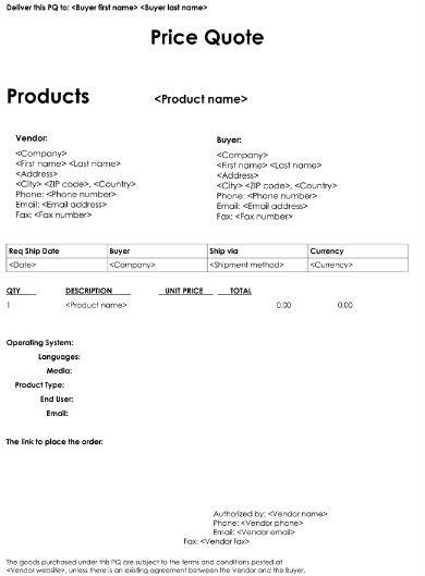 sample service price quotation template