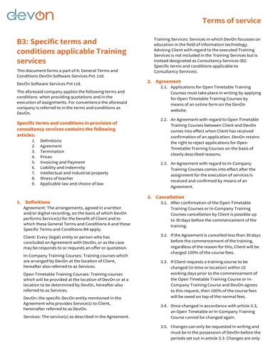 sample terms and conditions for training courses