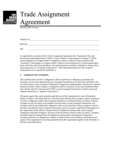 sample trade assignment agreement
