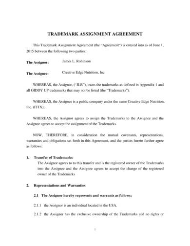 sample trademark assignment agreement