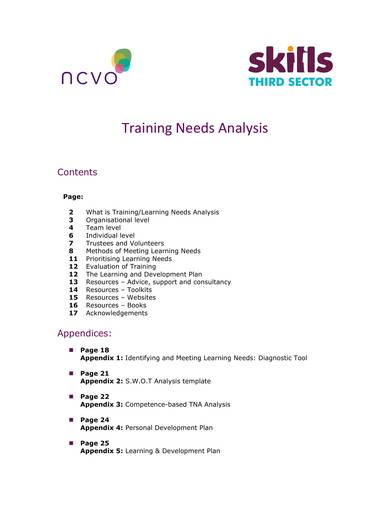 sample training needs analysis