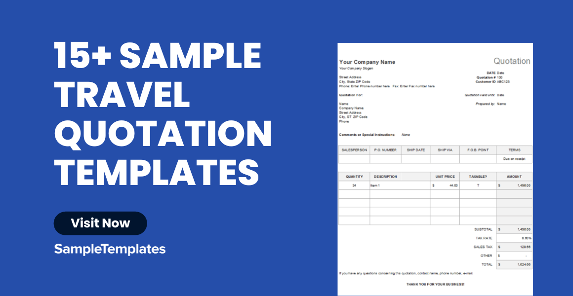 sample travel quotation templates