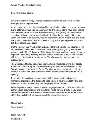 severe weather consultant letter
