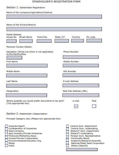 stakeholder registration form