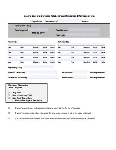 standard defendant information form example