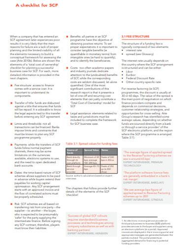 supply chain finance checklist