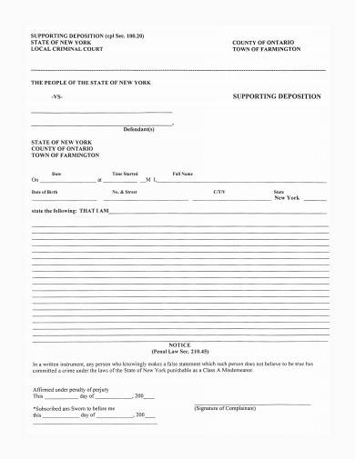 supporting deposition notice template