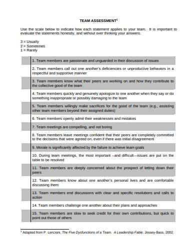 team assessment in pdf
