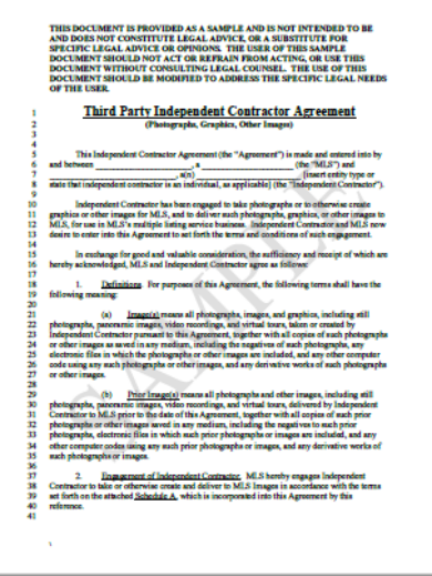 third party independent contractor agreement template