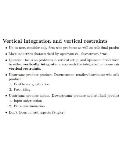 vertical integration and vertical restraints