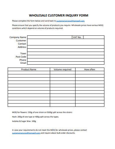 FREE 10 Customer Enquiry Form Samples In PDF MS Word