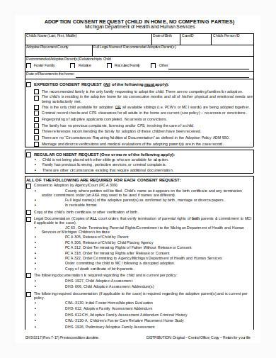 adoption consent request template