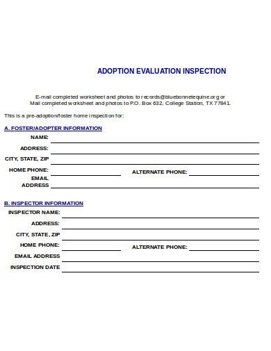 adoption evaluation inspection worksheet