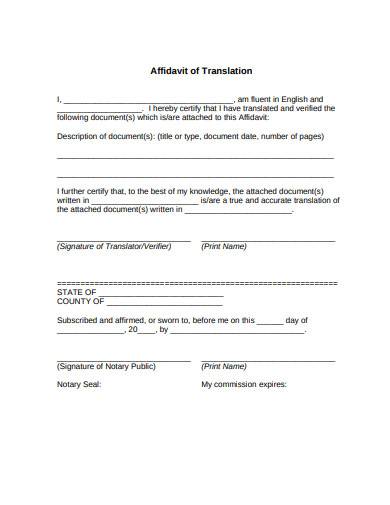 affidavit of translation