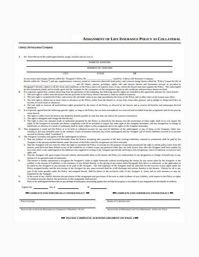 assignment of insurance policy form