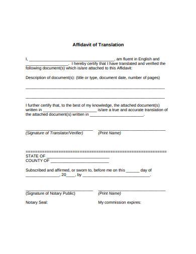 basic affidavit of translation