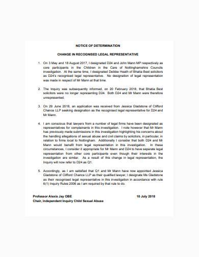 basic notice of legal representation template