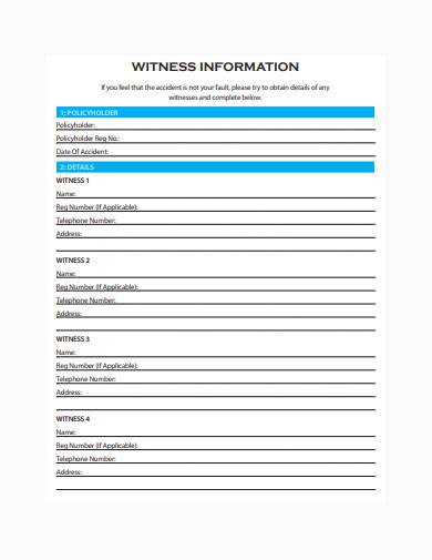 basic witness information form sample
