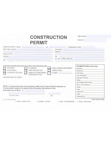 construction permit receipt