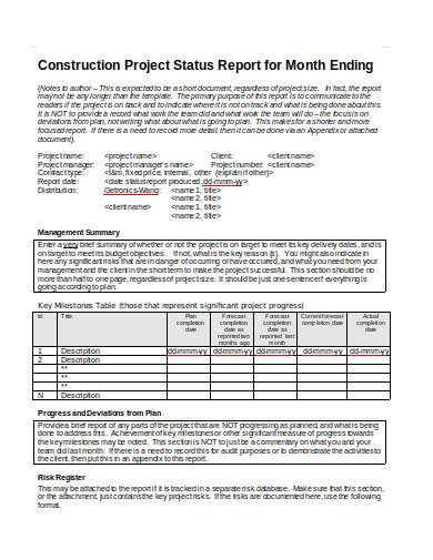 FREE 12+ Sample Construction Project Report Templates in MS Word ...